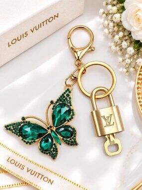 Authentic Louis Vuitton Gold Padlock 🔒 Key Set w/ Butterfly Bag Charm